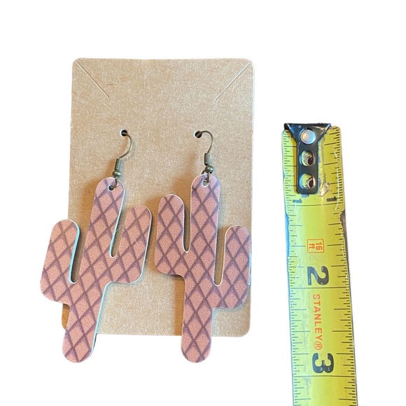 Lightweight Brown Saguaro Cactus Earrings - Picture 5 of 6